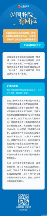 交通运输部答网民关于“旅游大巴跨省运营每次都要提前办证，当地部门周末不上班就无法组织跨省游”的留言(图1)